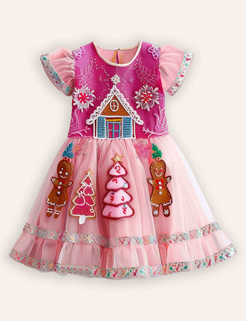 Clearance Sale - Gingerbread Applique Tylle Dress